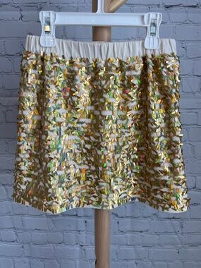 Crewcuts Gold Sequin-Embellished Cream Mini Skirt